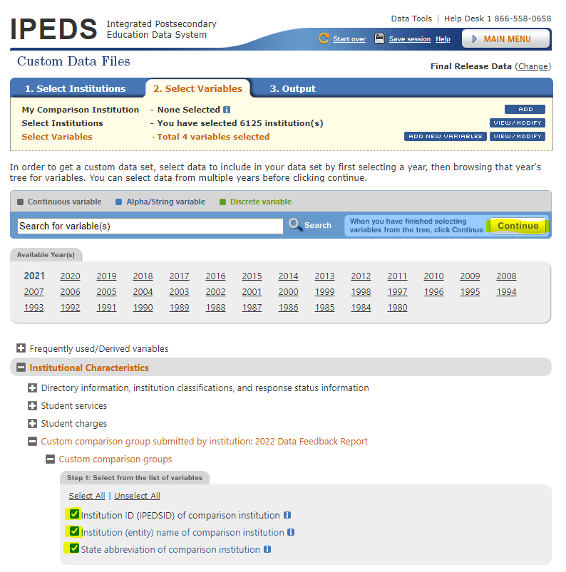 IPEDS Custom Groups