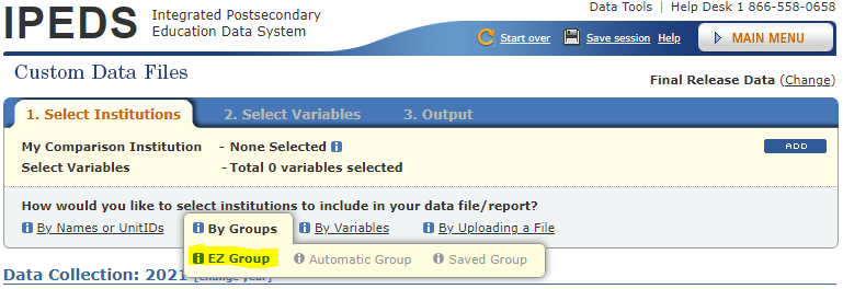 IPEDS EZ Group Option