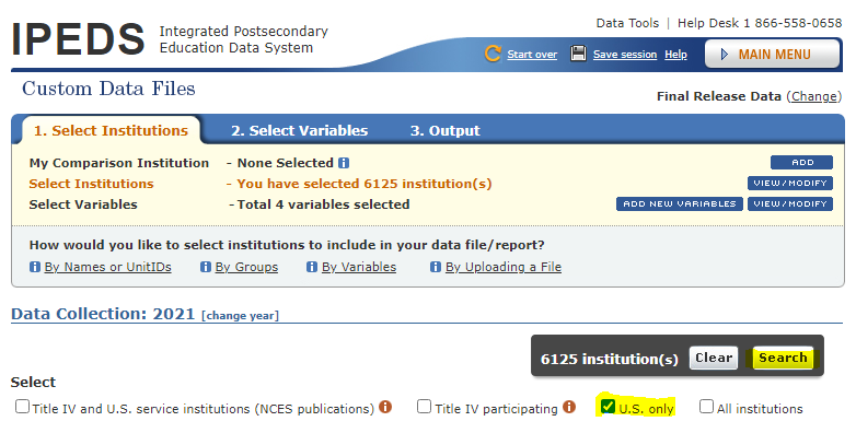 IPEDS Search - U.S. Only